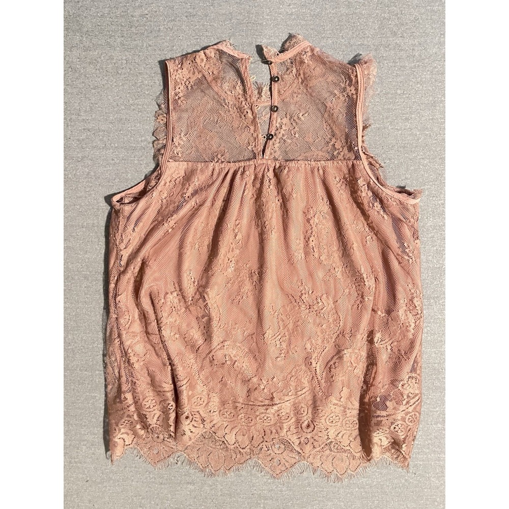 Xhilaration Large Mauve Lace Tank Top Sheer Floral Lace Boho Romantic Blouse